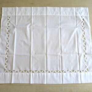 Pair of 2 Curtain Panels White Lattice Edge 29" w x 24" L New Open Package